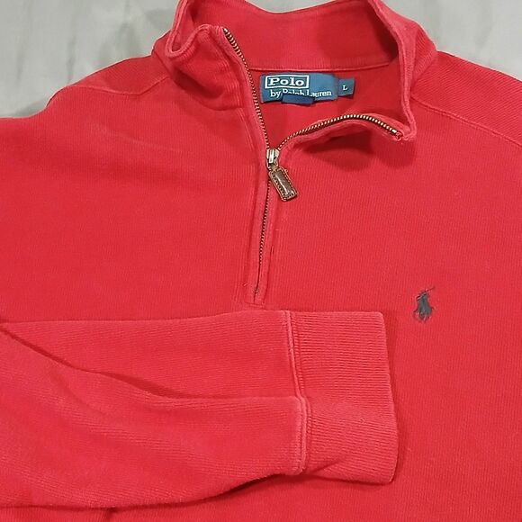 Vtg Polo Ralph Lauren Sweatshirt Mens L Stretch 1/4 Zip Preppy Pullover Sweater - Picture 1 of 10